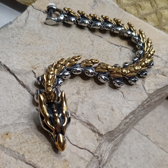 Cool Gold and Silver Dragon Bracelet - Picture 1 of 7